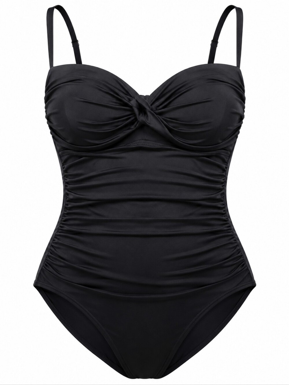 MIRACLE BRANDS | Embrace Your Curves Solid Black Women's One Piece Swimsuit | 1X
